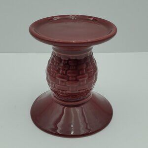 Longaberger Pottery Paprika Pillar Candle Holder Red Candleholder Candle Stick